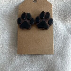 Black Paw Print Earrings